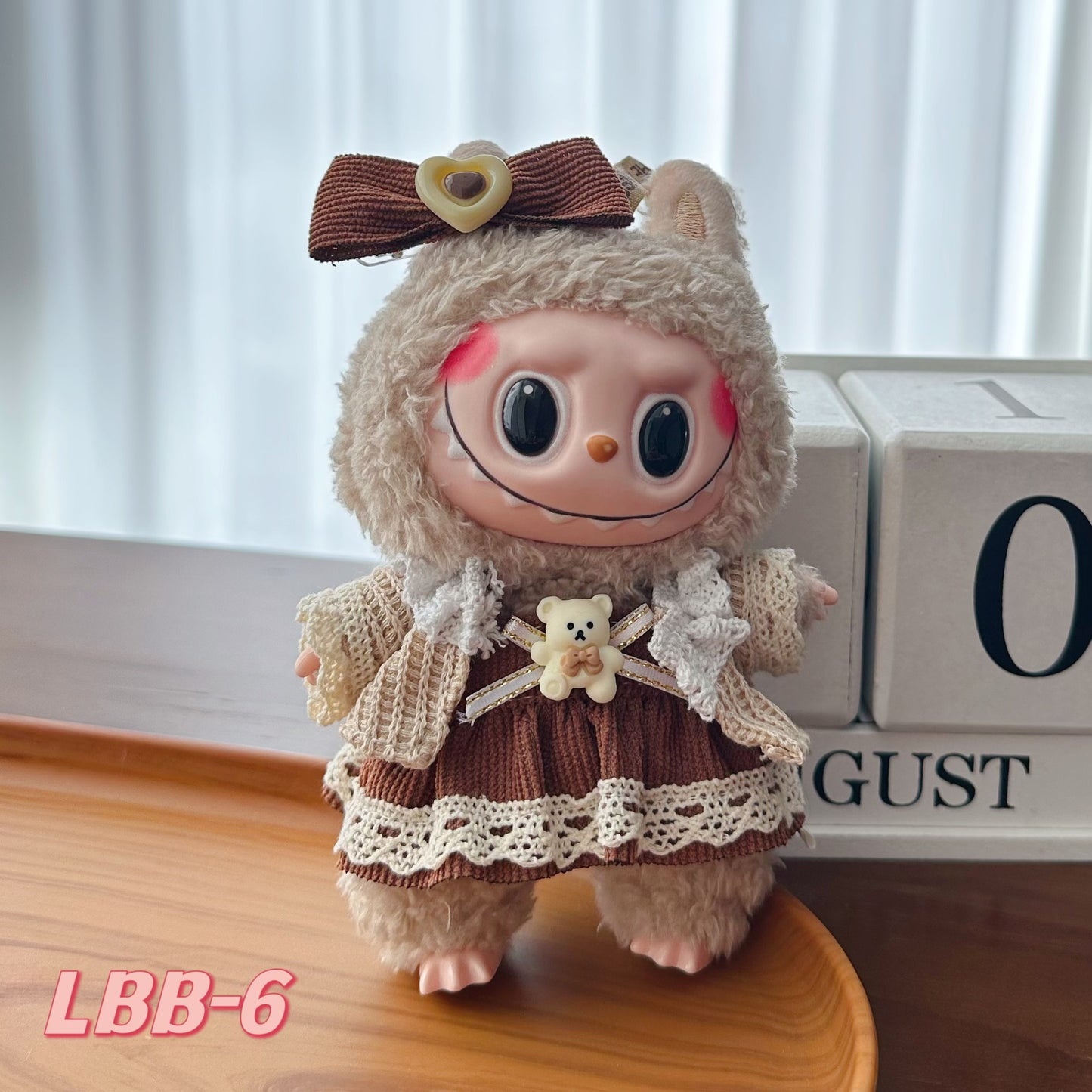 15-17cm labubu Sitting Party Doll Clothes 17cm Vinyl Labu Cute suit Clothes Plush Play