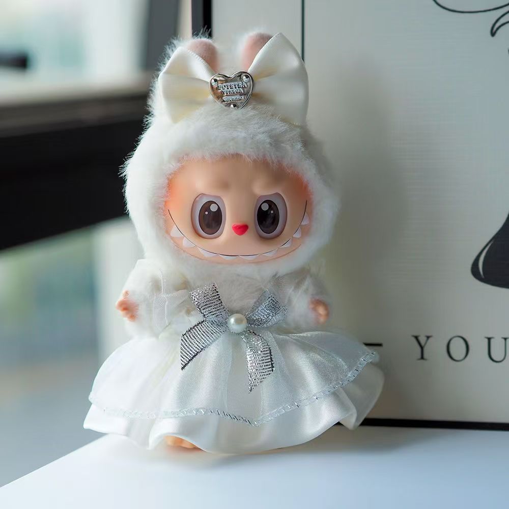 labubu Xiaoxiang Style Skirt Summer Doll Coat Labubu One, Two and Three Generations Sitting Party Clothes Headwear suit