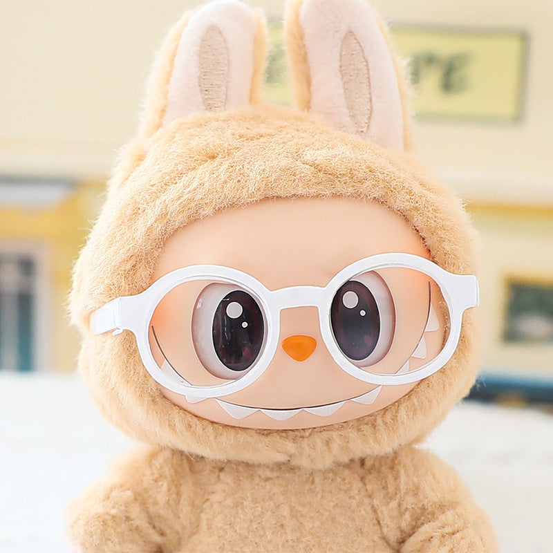 First, Second and Third Generation Labubu Glasses Sitting Party Labubu Vinyl Doll Clothes Accessories Leopard Print Black Frame Sunglasses