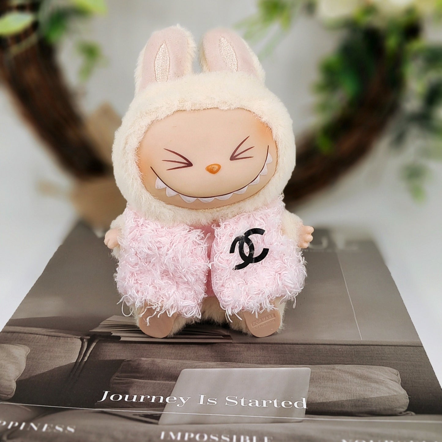 Labubu 17cm Doll Fashion Vest Outfit - Pink & White