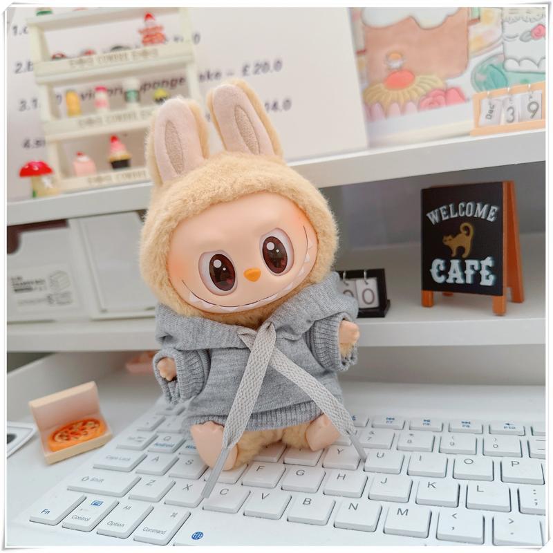 Labubu Doll Hooded Sweatshirt & Crossbody Bag Outfit for 10cm & 17cm Vinyl Dolls