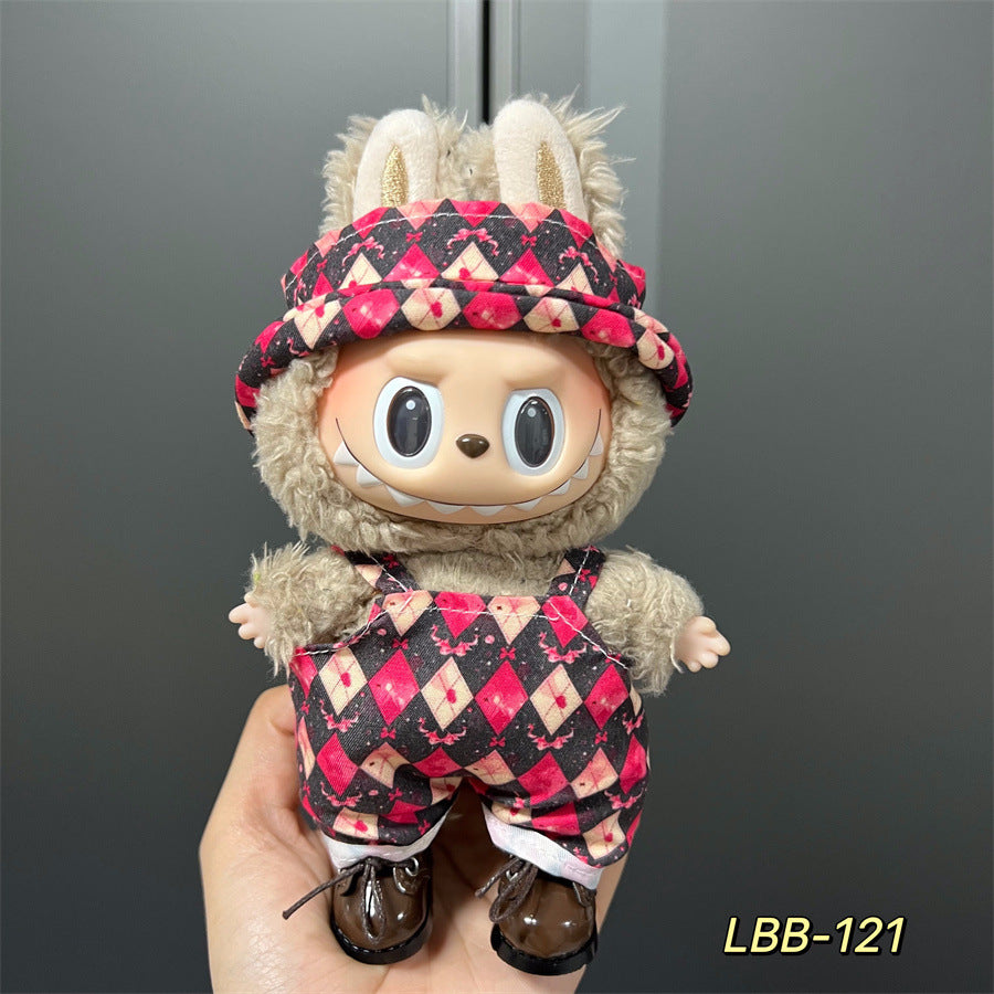 Labubu Doll Vinyl Rab 17cm Doll Cute Dress Casual suit Skirt Plush Toy Clothes