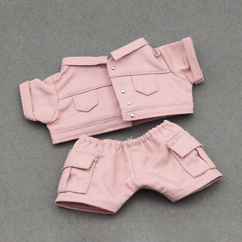 Pendant Labubu Doll Coat One, Two and Three Generation Labubu Doll Denim Jacket Coat Pocket Pants suit