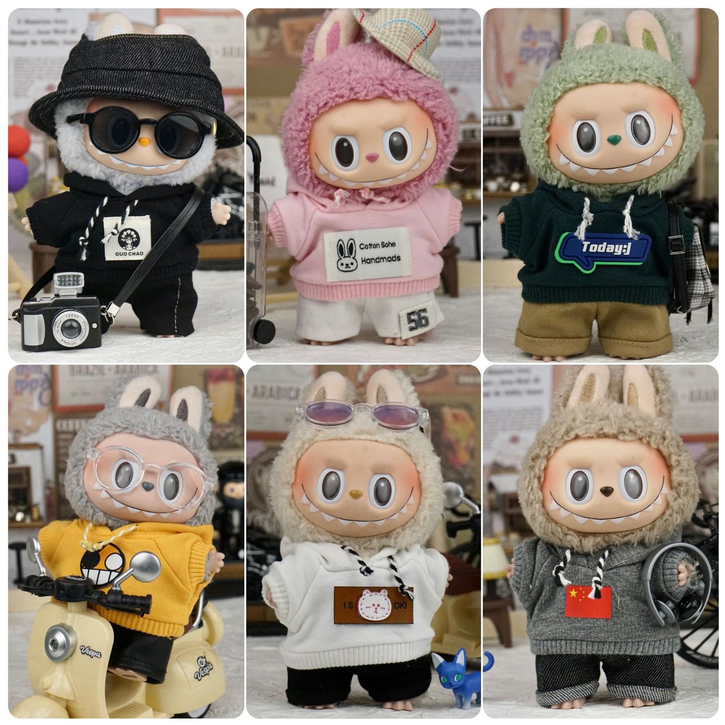 17cm Labubu Doll Hooded Vest Outfit - DIY Matching Clothes