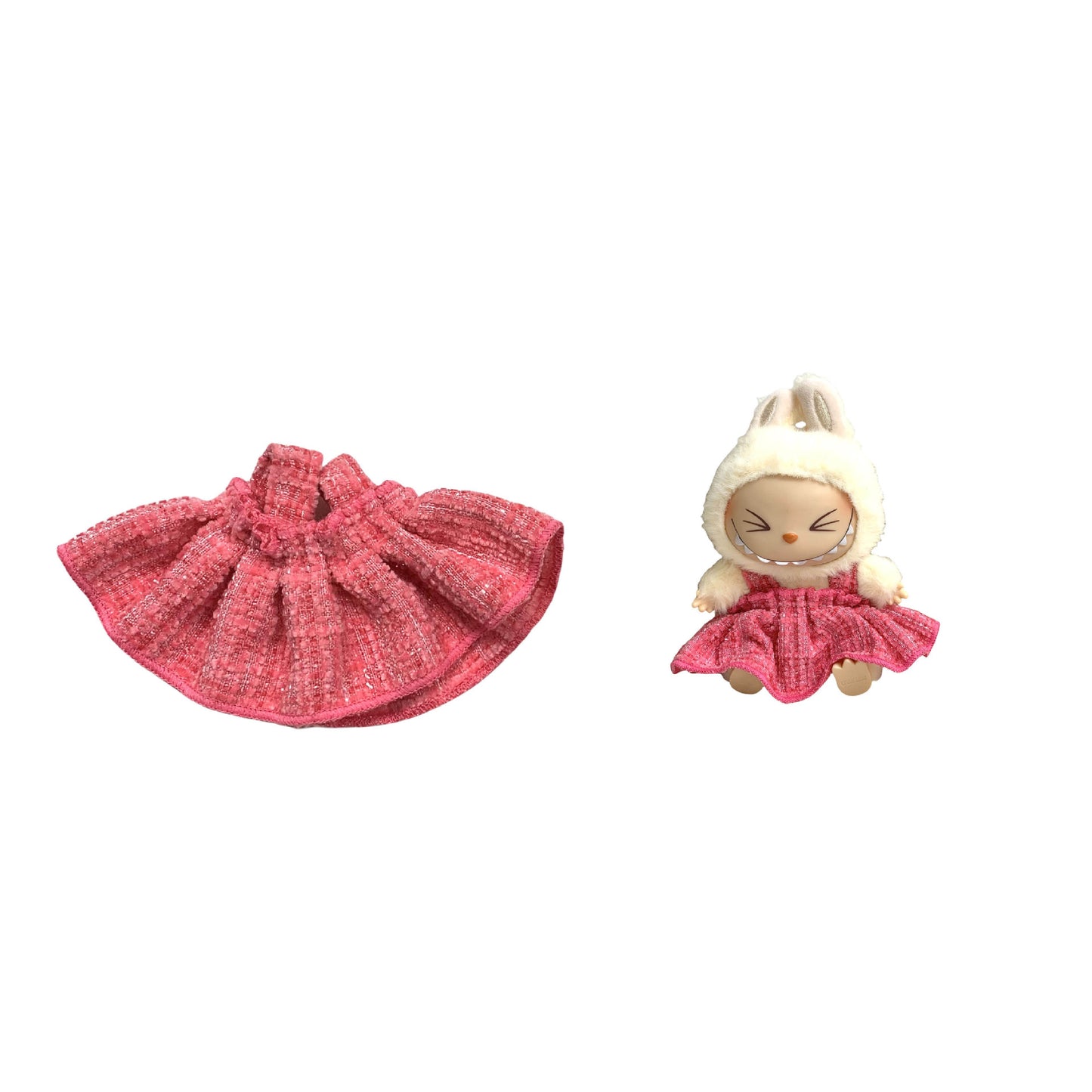 Labubu Doll Chanel Style Strap Dress Outfit for 15/17cm Dolls