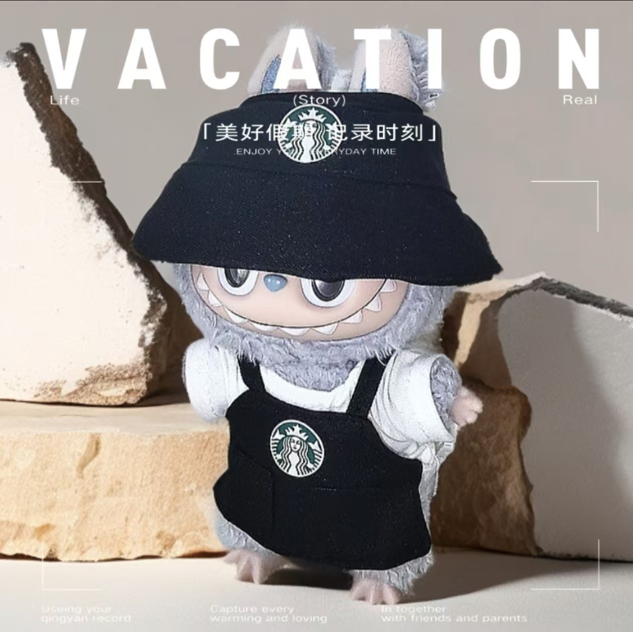 Labubu Doll Overalls Set for 17cm Vinyl Dolls