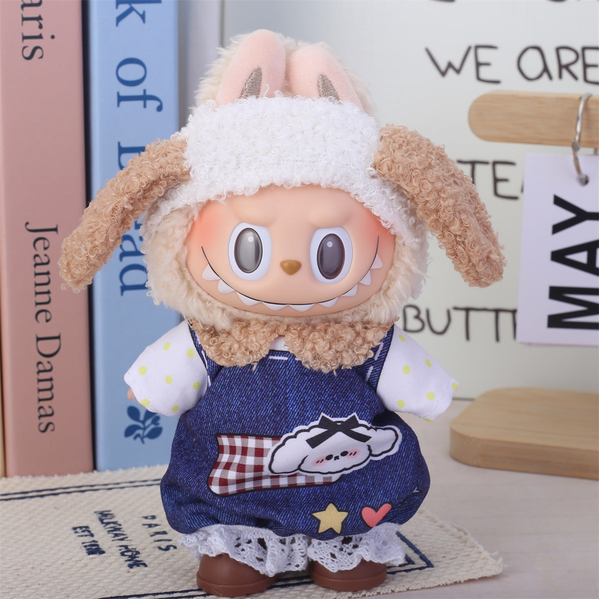 17cm Labubu Second Generation Clothes Labubu Plush Doll Toy Dress Denim suit Skirt Doll Clothes