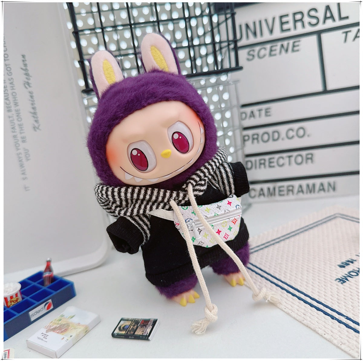 Labubu Doll Outfit - Striped Sweater & Hat Set for 17cm Labubu