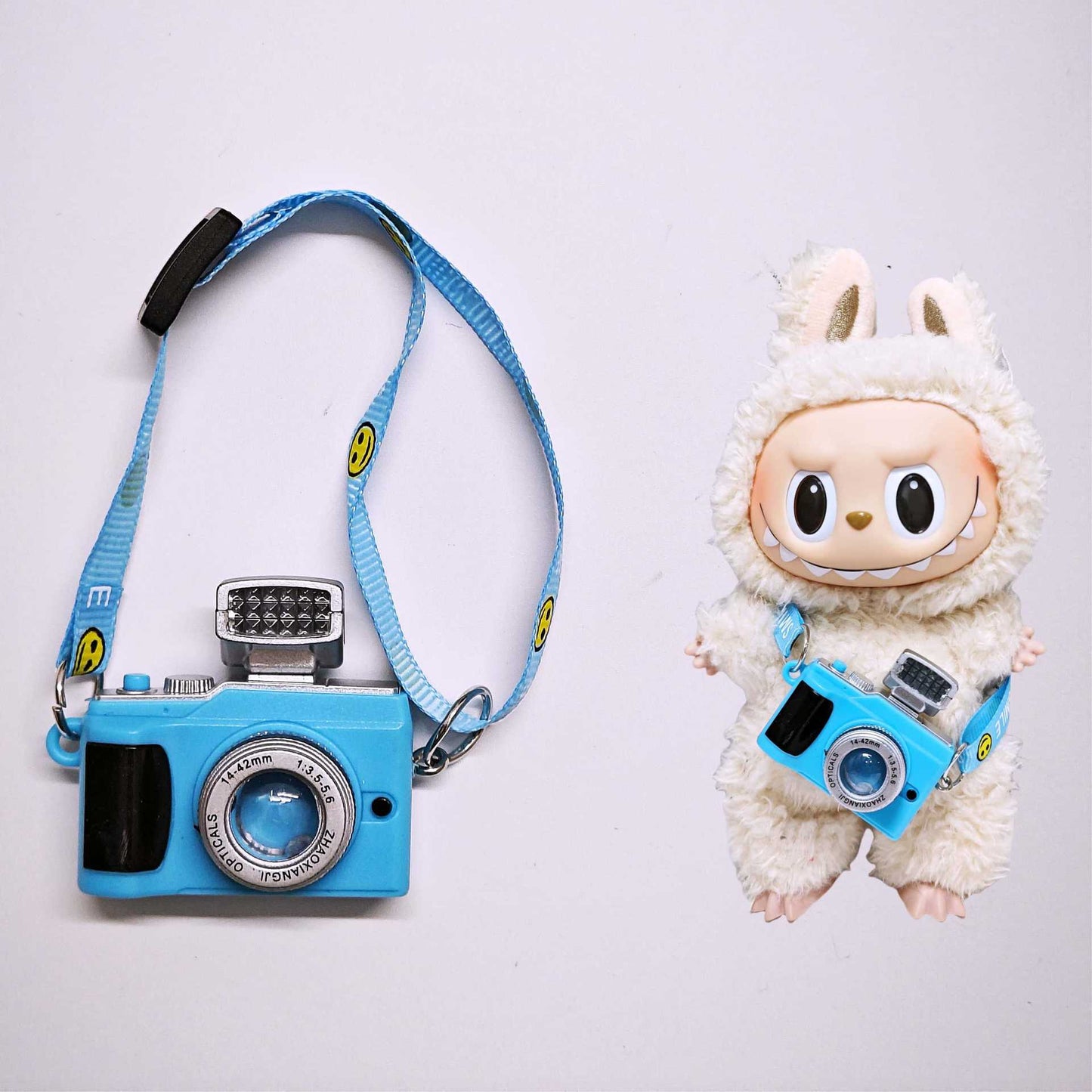 Labubu Doll Mini Camera Pendant - Black, Pink, Blue, Yellow