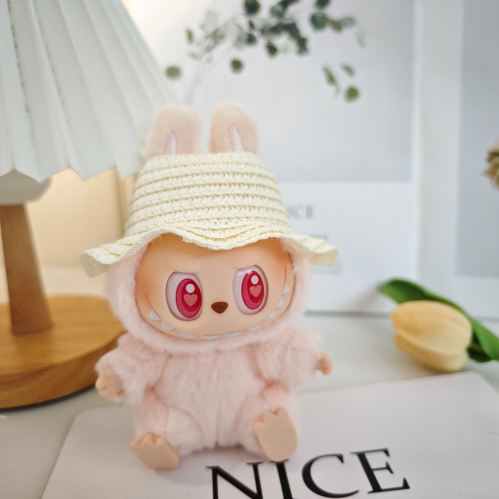 Labubu Doll Floral Dress & Straw Hat Outfit for 1st & 2nd Gen Pendants