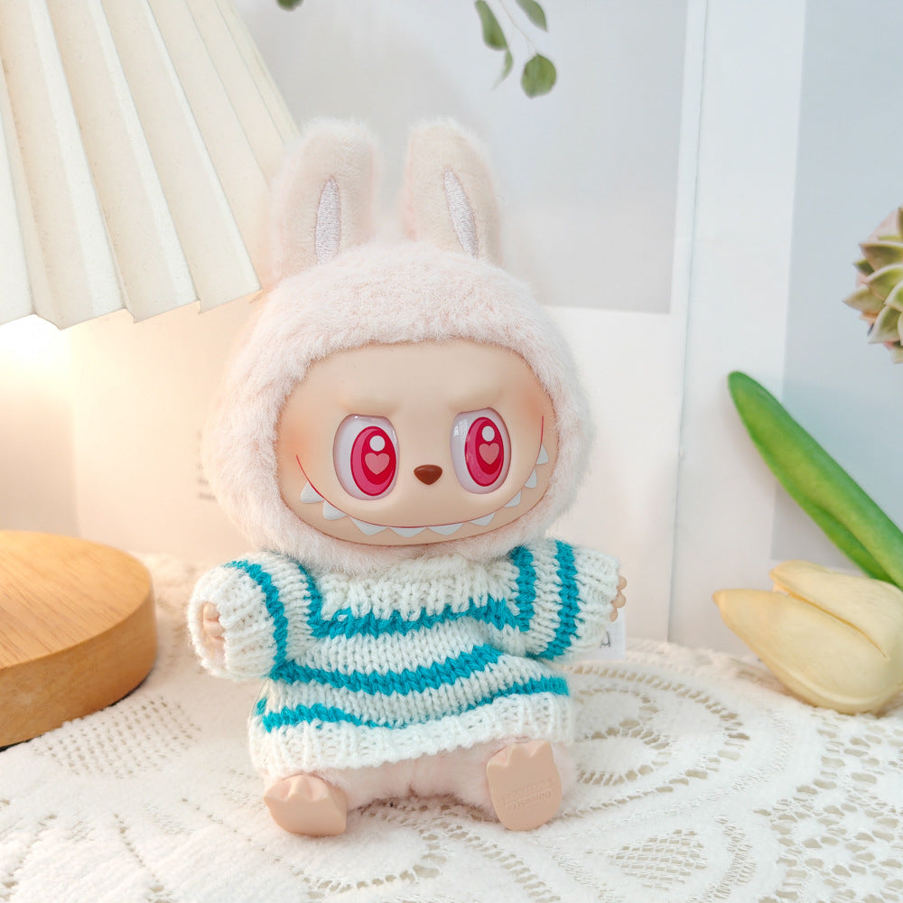 Clothing Only: First, Second, and Third Generation Blind Box Labubu Pendant Clothing, Sitting Labubu Party Doll Pink Sweater