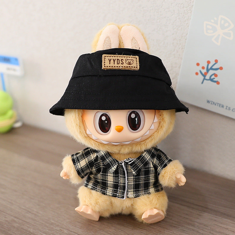 LABUBU cloth clothes sit party heart Macaron 17cm 15cm vinyl pendant hat shirt