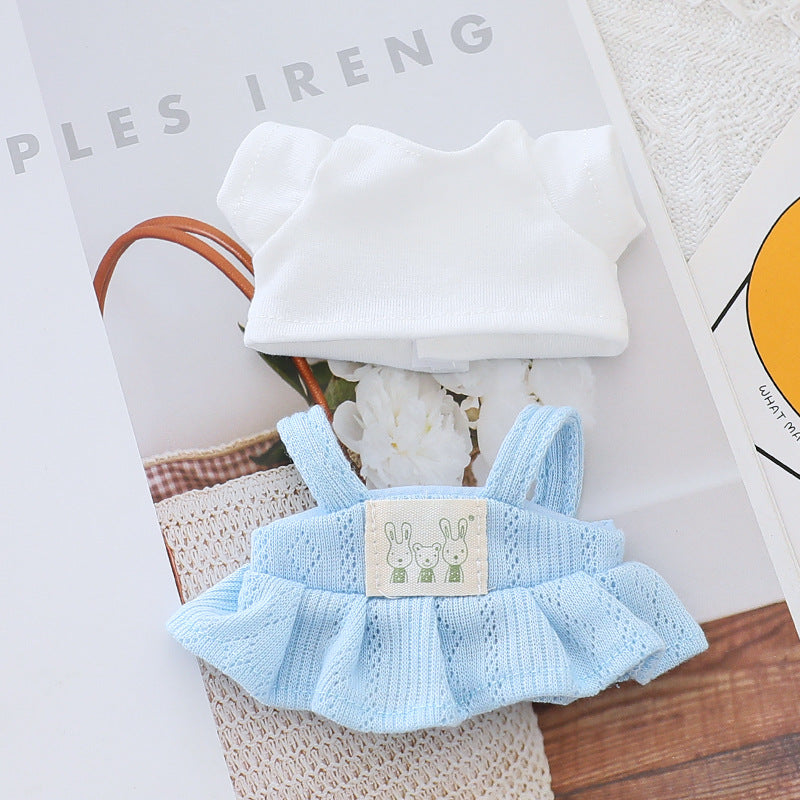 Generation II Blind Box Labubu Hanging Clothes Rab Cloth Sit Party Clothes Doll Summer Straw Hat Skirt