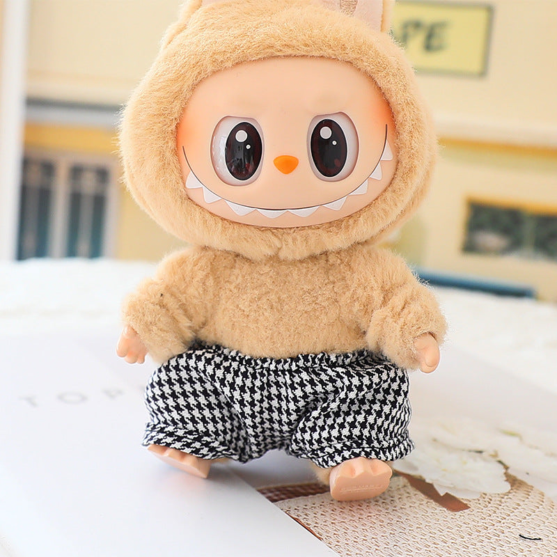 17cm labubu doll coat generation 2 labubu sitting party for leather jacket coat skirt hat shoes