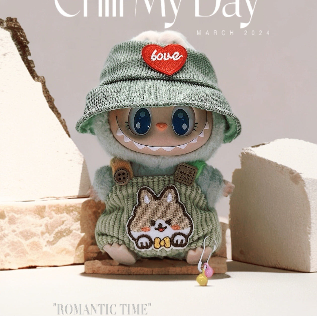 Labubu Doll Outfit - 17cm Cute Overalls & Hat Set