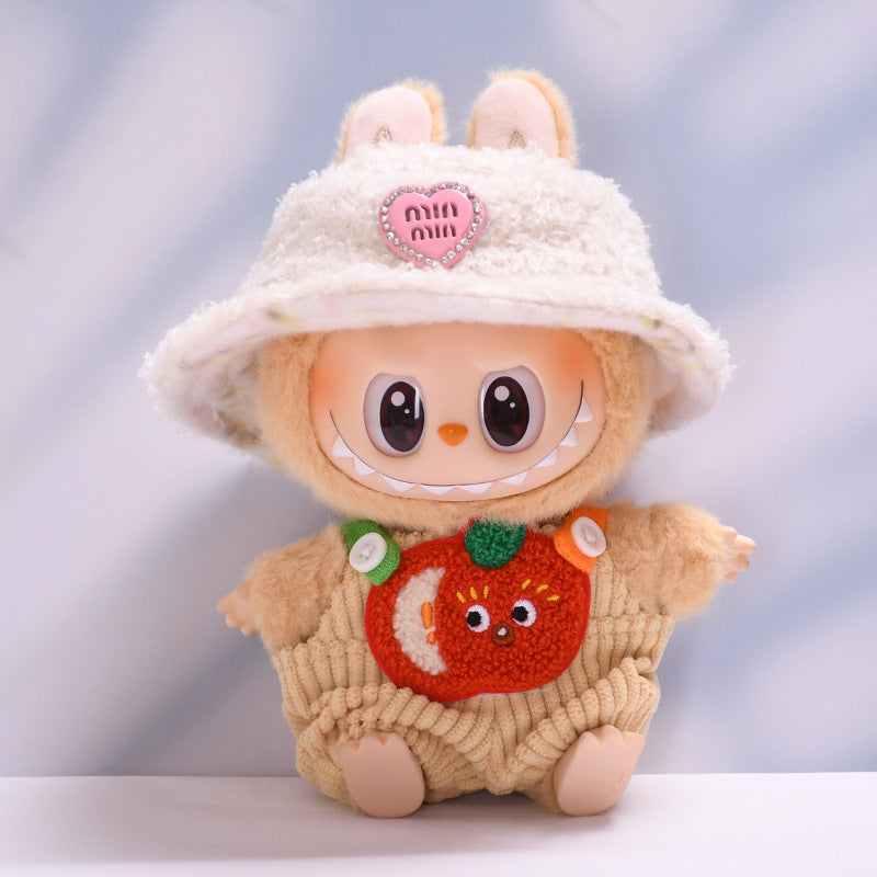 Labubu Doll Overalls Outfit - Persimmon, Fox, Apple, Biscuit Colors