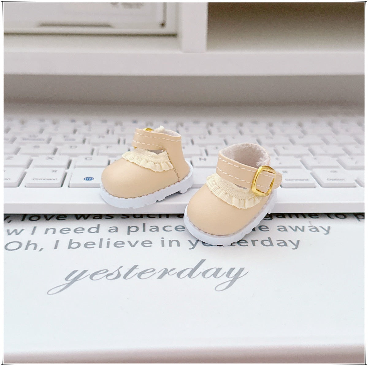 17cm labubu doll 10cm cotton doll three-year-old black white canvas shoes lace-up cloth shoes