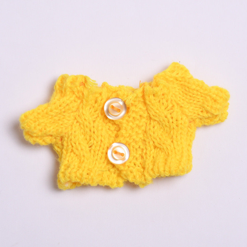 Labubu Doll Winter Outfit - White Sweater & Smiley Wool Hat for 17cm Pendant