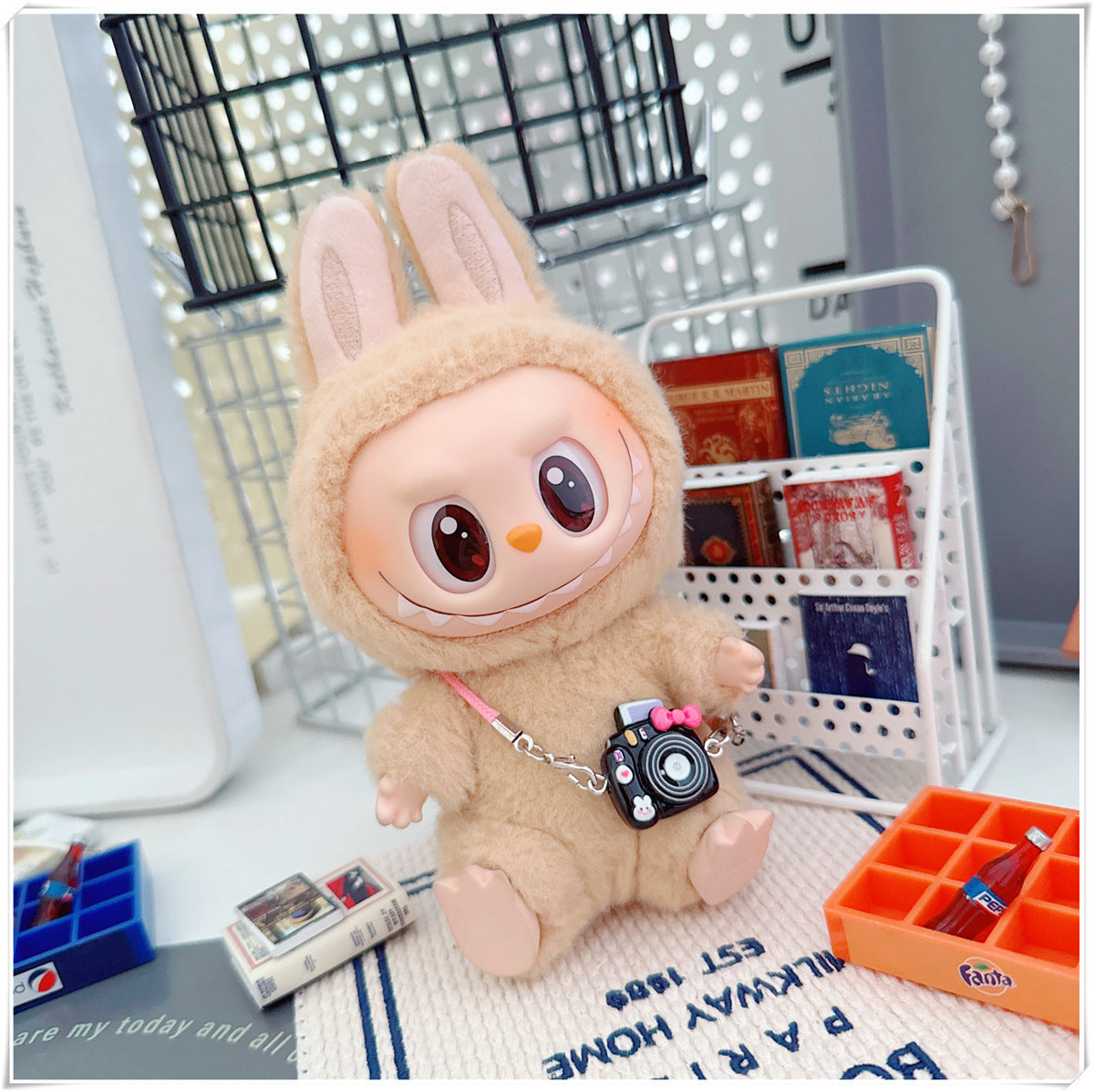 Labubu Doll Clothes - Sweet Dog Travel Outfit & Camera Bags