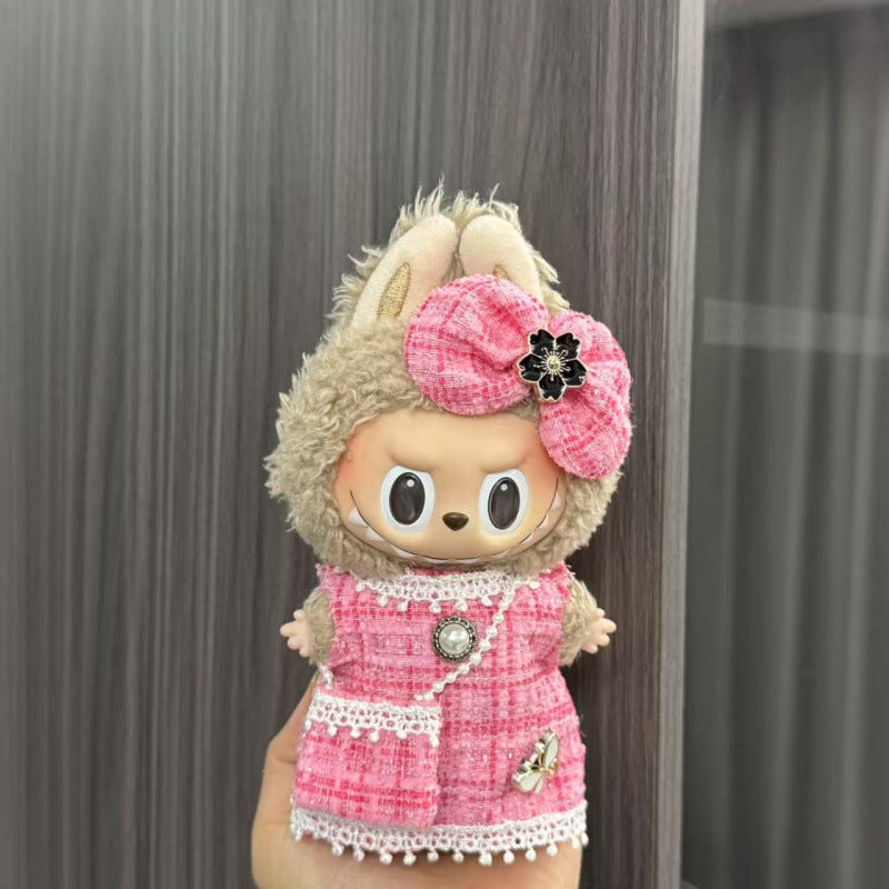 Rab cloth doll labubu17cm pendant one or two generations of vinyl plush doll suit accessories for clothes