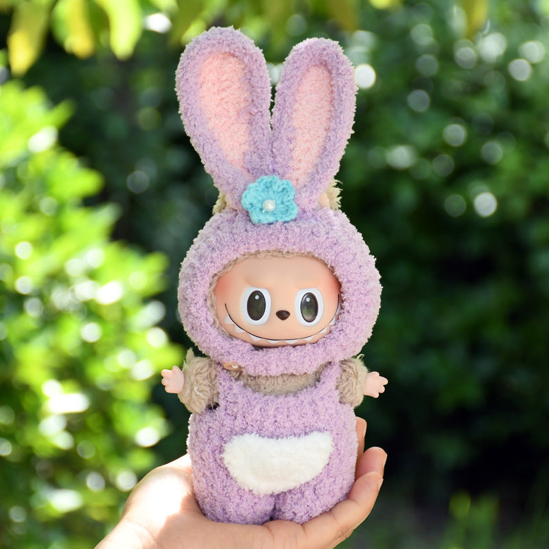 17cm Blind Box Rab Cloth Hand-in-Hand Frog Piglet Plush Christmas Suit labubu Pendant Snowman Doll Coat