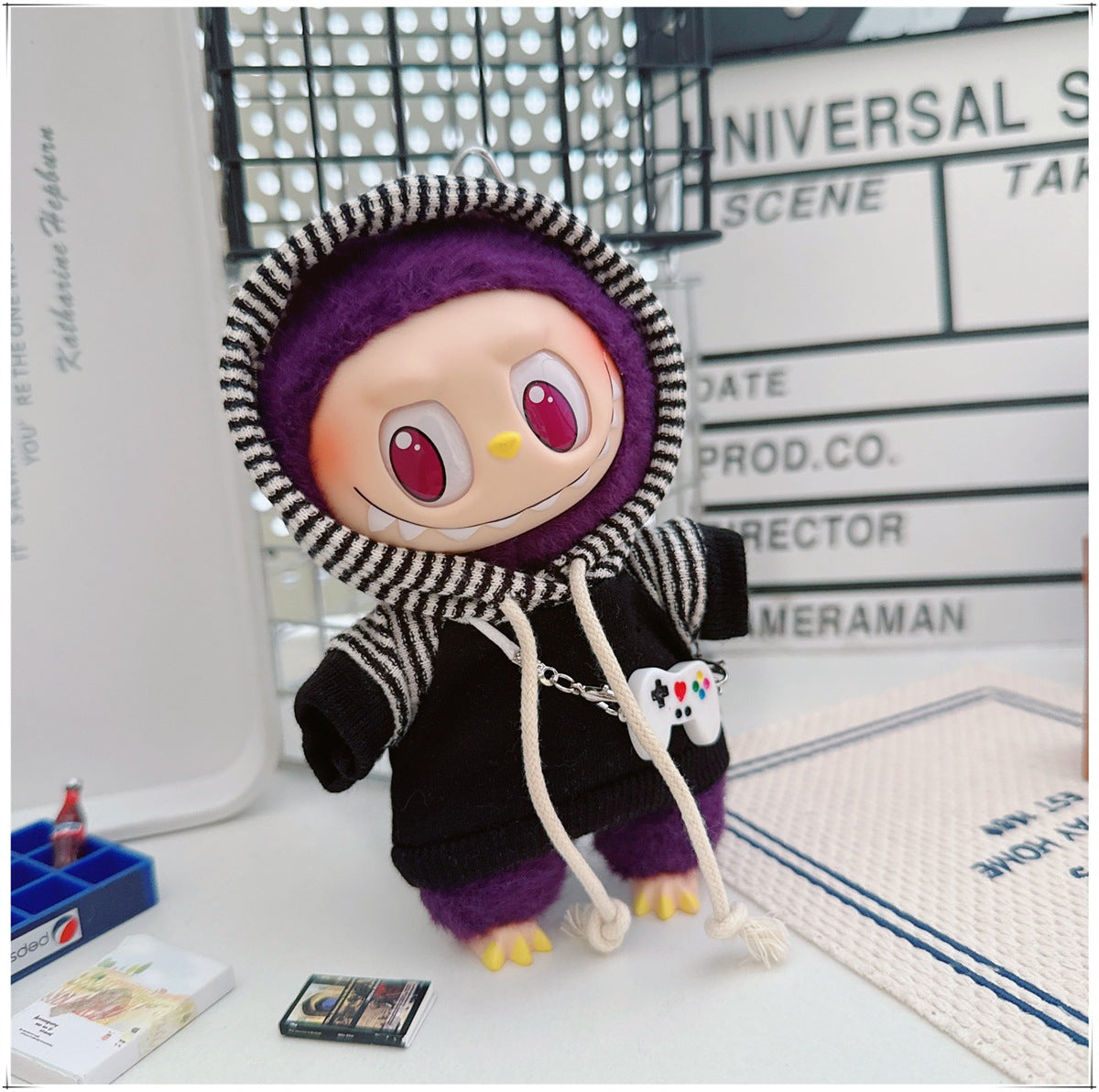 Labubu Doll Outfit - Striped Sweater & Hat Set for 17cm Labubu