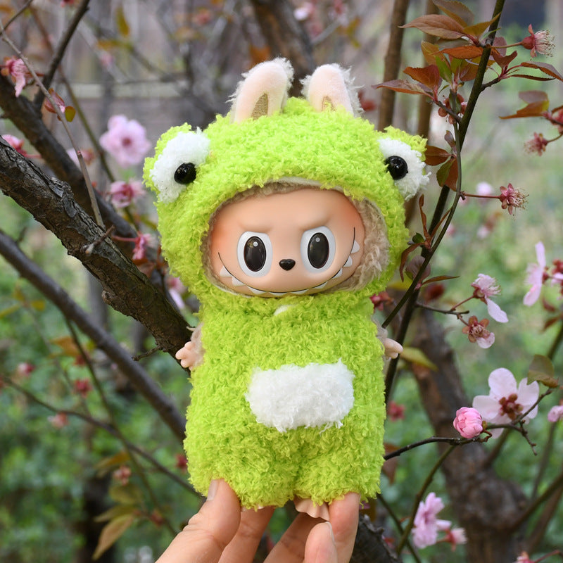17cm Blind Box Rab Cloth Hand-in-Hand Frog Piglet Plush Christmas Suit labubu Pendant Snowman Doll Coat