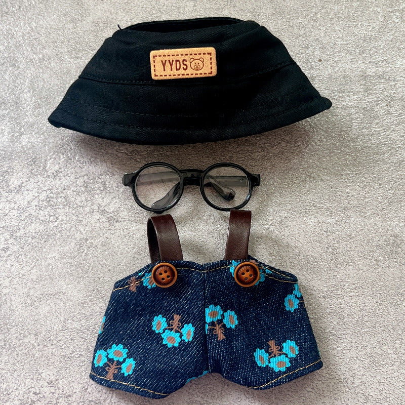 Labubu Doll Outfit - Denim Overalls & Hat Set for 1st-3rd Gen