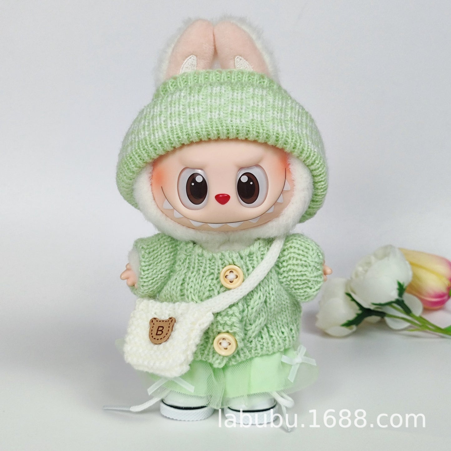 Labubu Doll Outfit - 17cm Sweater, Skirt & Bag Set for 1st-3rd Gen
