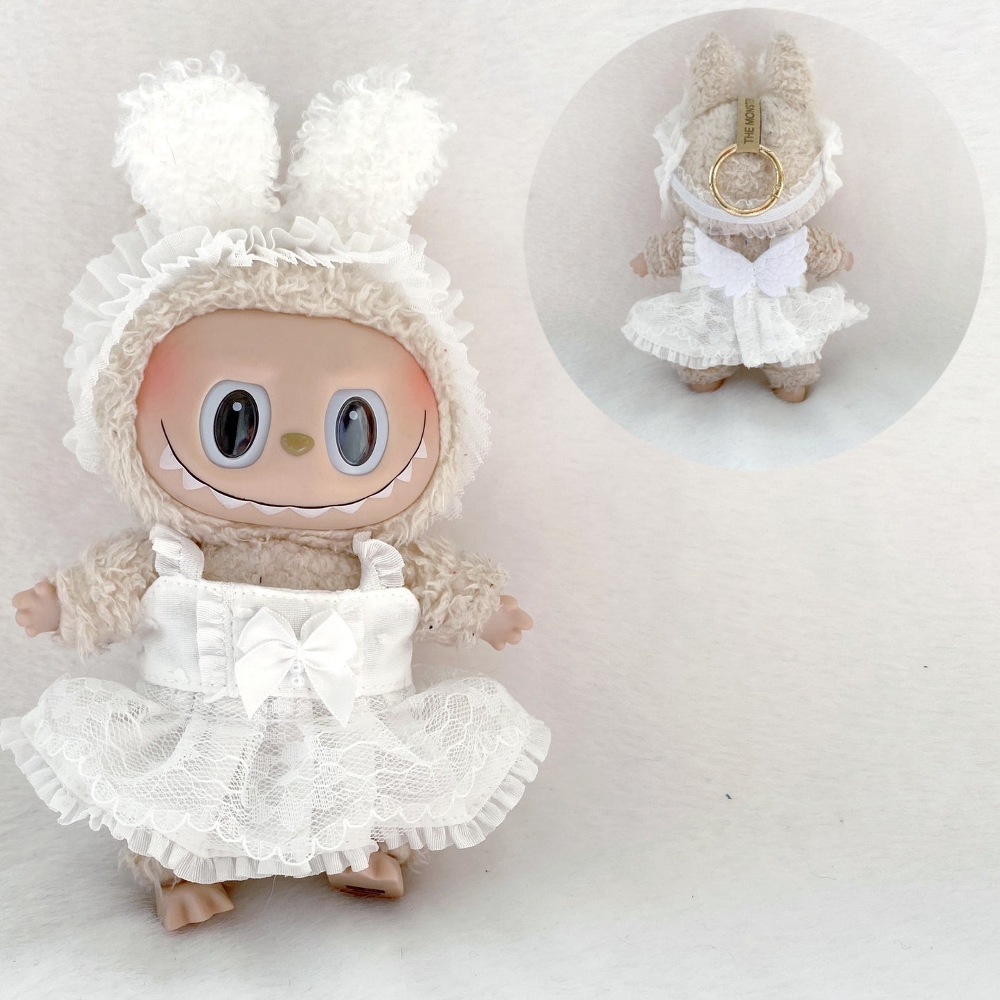 Labubu 17cm Doll Wedding Dress with Lace & Angel Wings