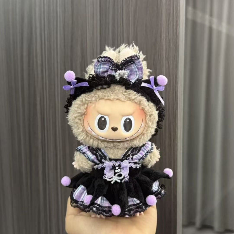 Rab cloth doll labubu17cm pendant one or two generations of vinyl plush doll suit accessories for clothes