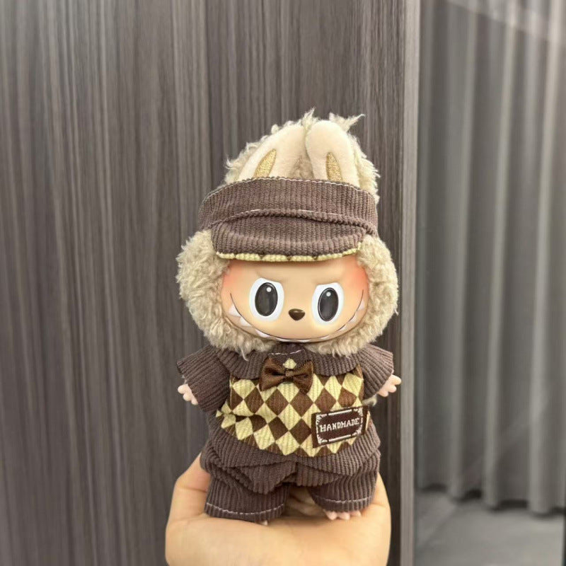 Rab cloth doll labubu17cm pendant one or two generations of vinyl plush doll suit accessories for clothes