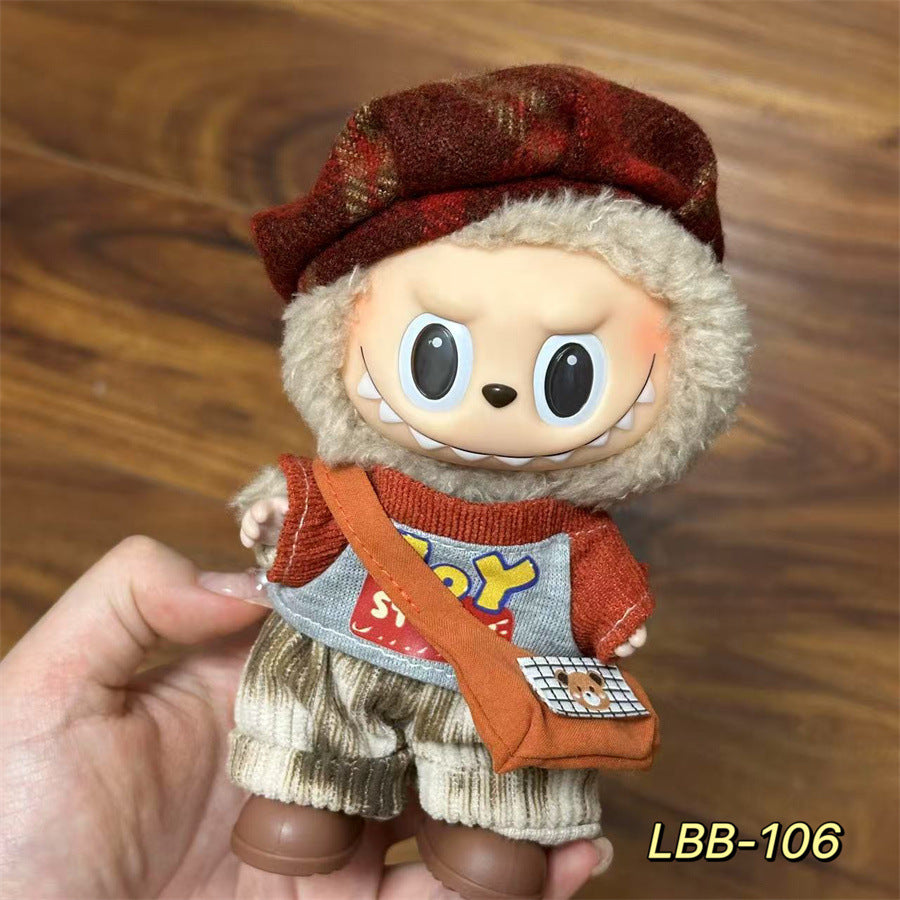 Labubu Wearable Baby Clothes Vinyl Labubu 17cm Doll Cute Dress-Up Casual Suit Skirt Plush Clothes