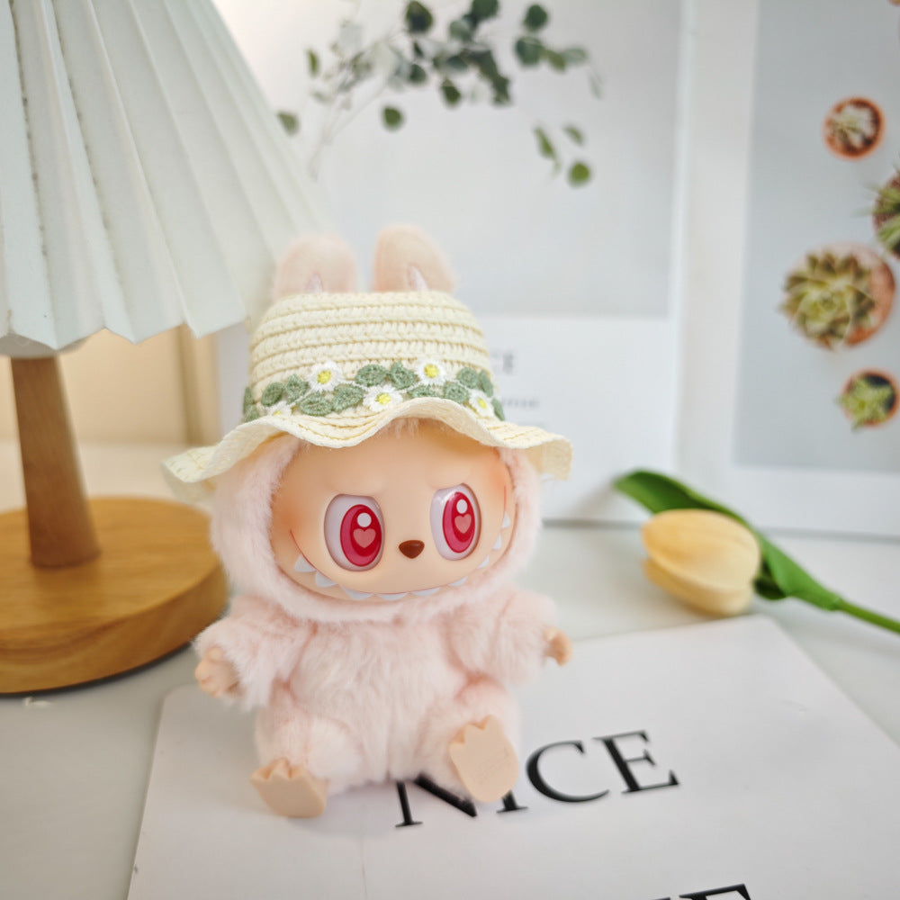 Labubu Doll Floral Dress & Straw Hat Outfit for 1st & 2nd Gen Pendants