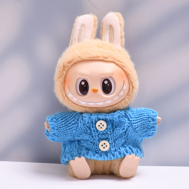 Labubu Doll Button Sweater & Hat Outfit Set for 1st & 2nd Gen Pendants