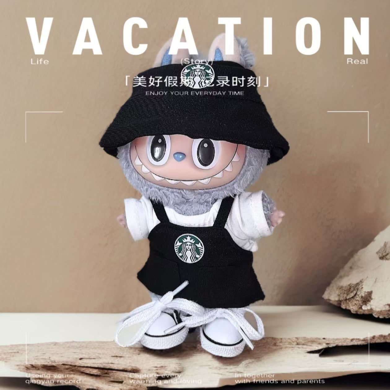 Labubu Doll Overalls Set for 17cm Vinyl Dolls