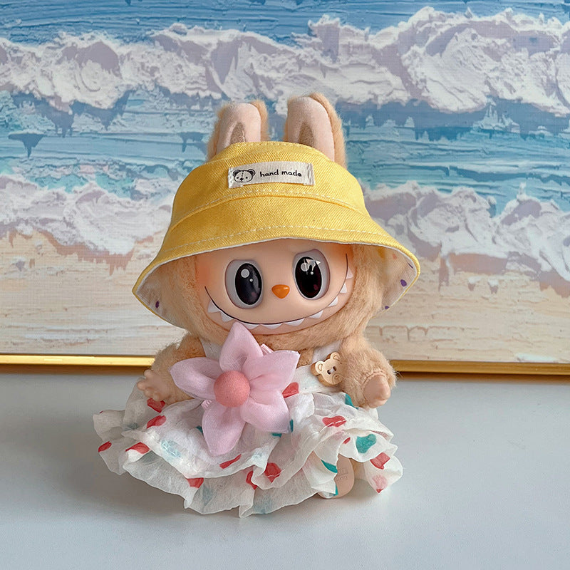 Labubu Doll Straw Hat & Outfit Set for 17cm Vinyl Doll