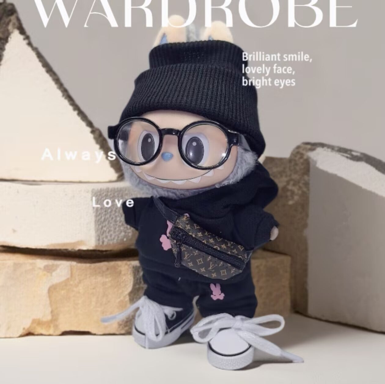 Labubu Doll Clothes - 17cm ALO Logo Outfit Set for Vinyl Dolls