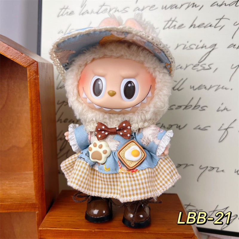 New 17cm Labubu Pendant with Replacement Baby Clothes High Quality Labubu Blind Box Pendant Baby Clothes Decoration Set