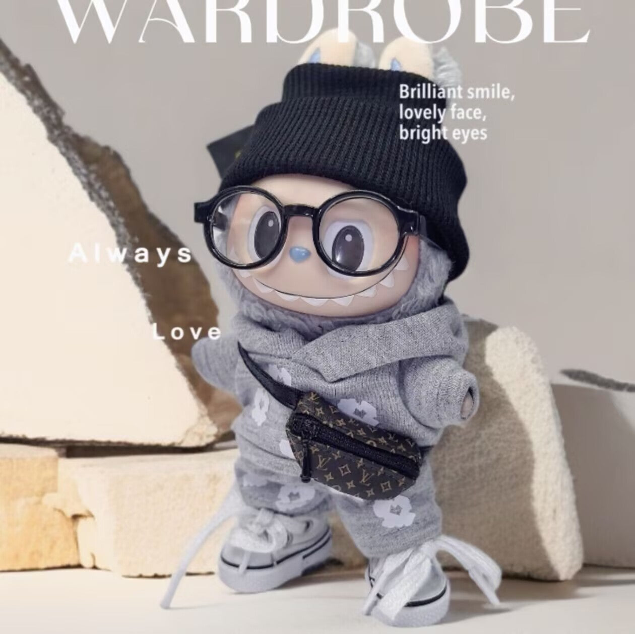 Labubu Doll Clothes - 17cm ALO Logo Outfit Set for Vinyl Dolls