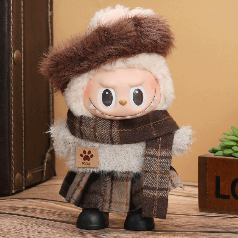 Wholesale 17cm Rab cloth doll labubu generation one or two sitting party suit change clothes vinyl doll