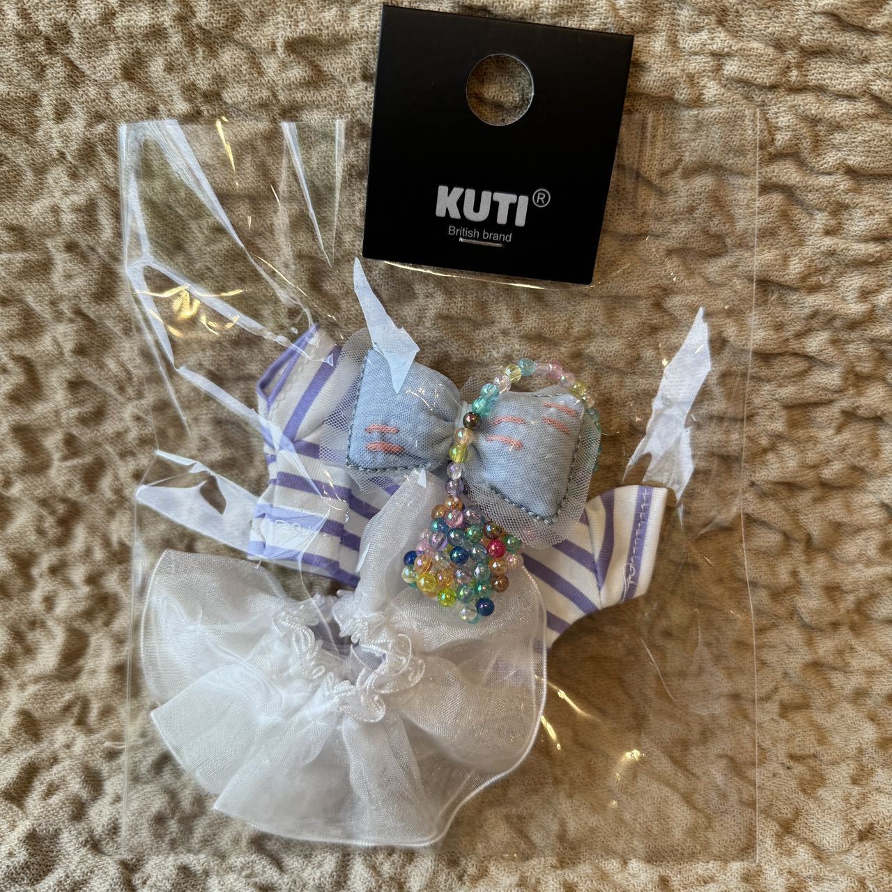 Labubu Doll White Gauze Tutu Skirt with Macaron Bow