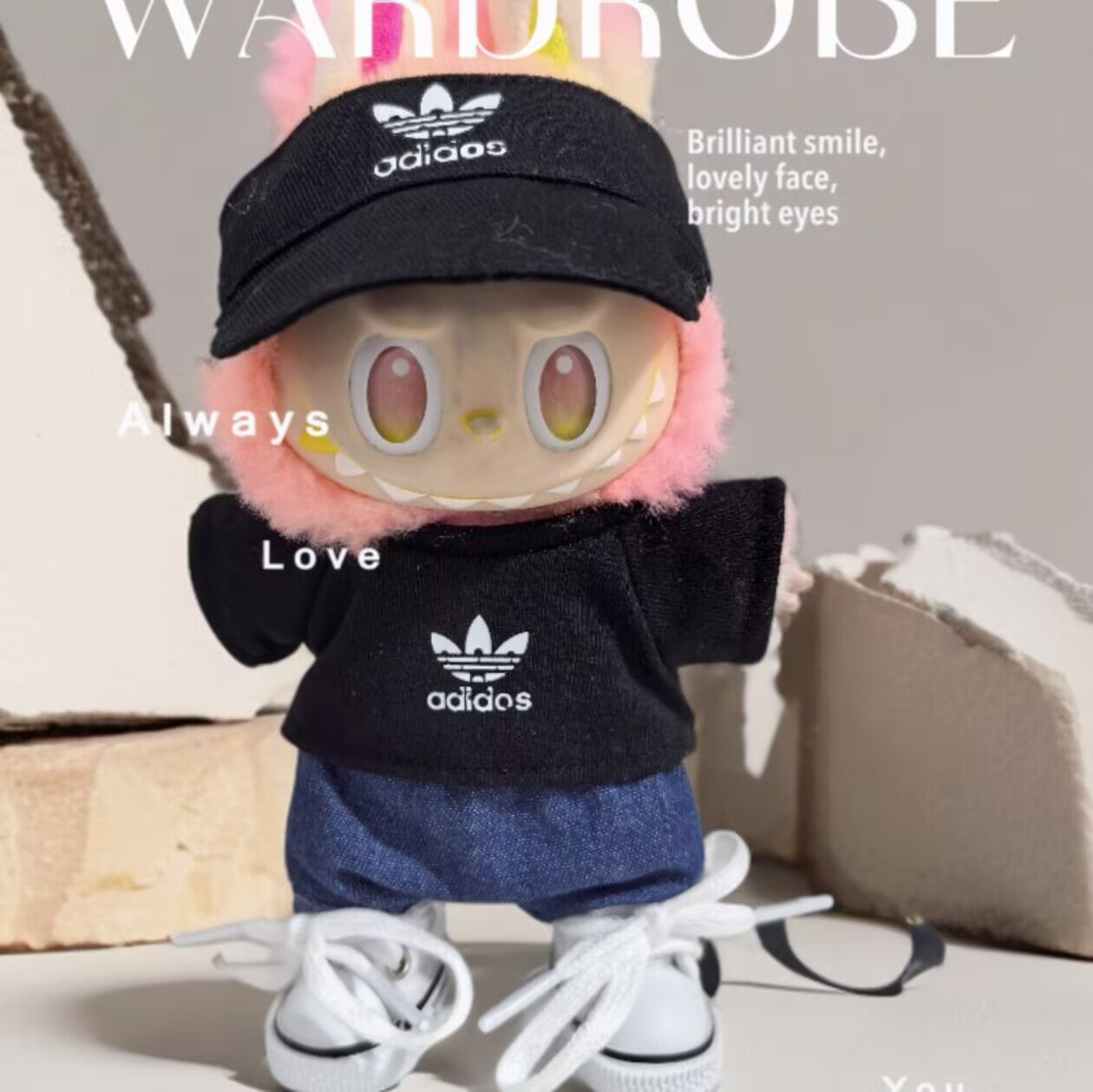 Labubu Doll Outfit - Black & White Hoodie & Pants Set