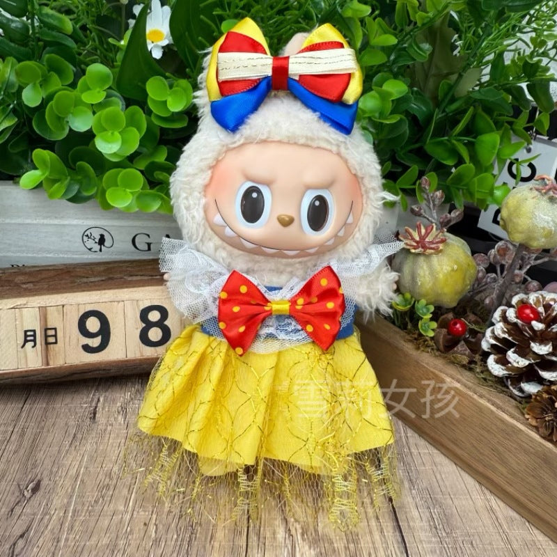 Labubu Doll Outfit - 17cm Baby Clothes with Straw Hat & Sling Dress