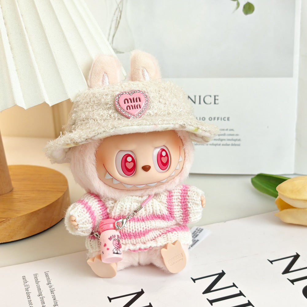 Clothing Only: First, Second, and Third Generation Blind Box Labubu Pendant Clothing, Sitting Labubu Party Doll Pink Sweater