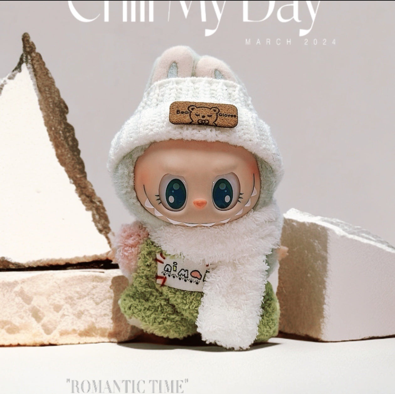 Labubu Doll Outfit Set for 17cm Vinyl Doll - Pink Hat & Sunglasses