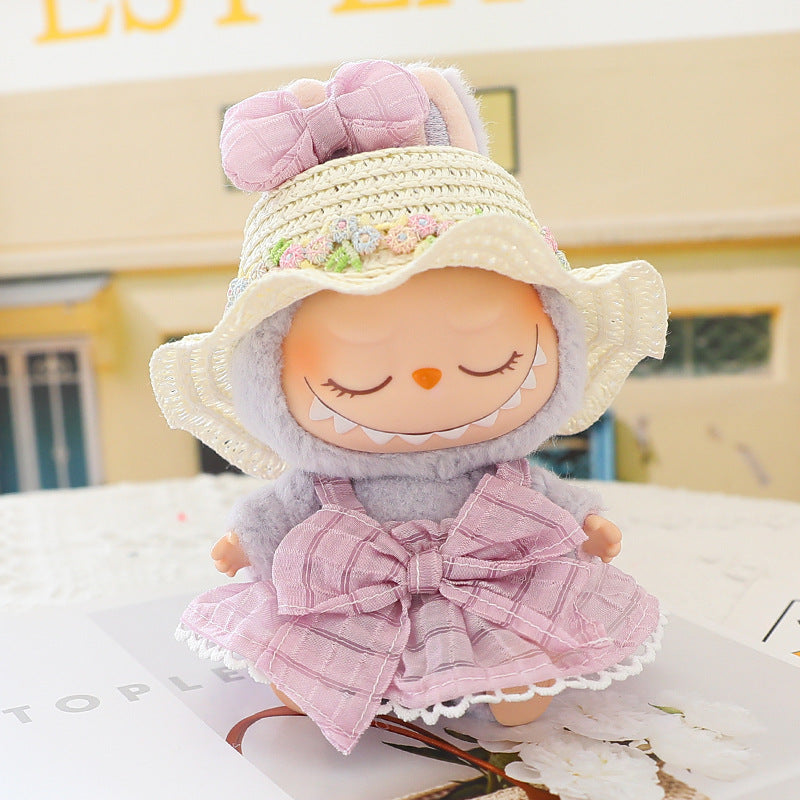Generation II Blind Box Labubu Pendant Clothes Rab Cloth Sit Clothes Baby Clothes Pink Love Bear dress