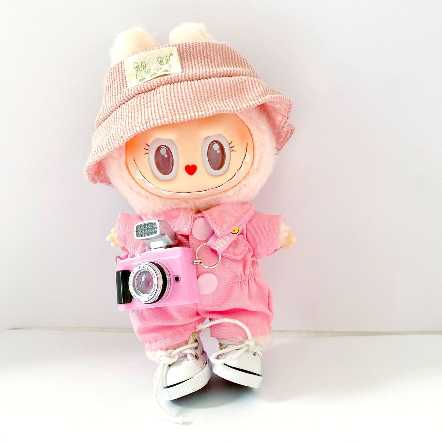 Labubu 17cm Doll Cute Overalls Outfit - Pink, Orange, Green, Blue