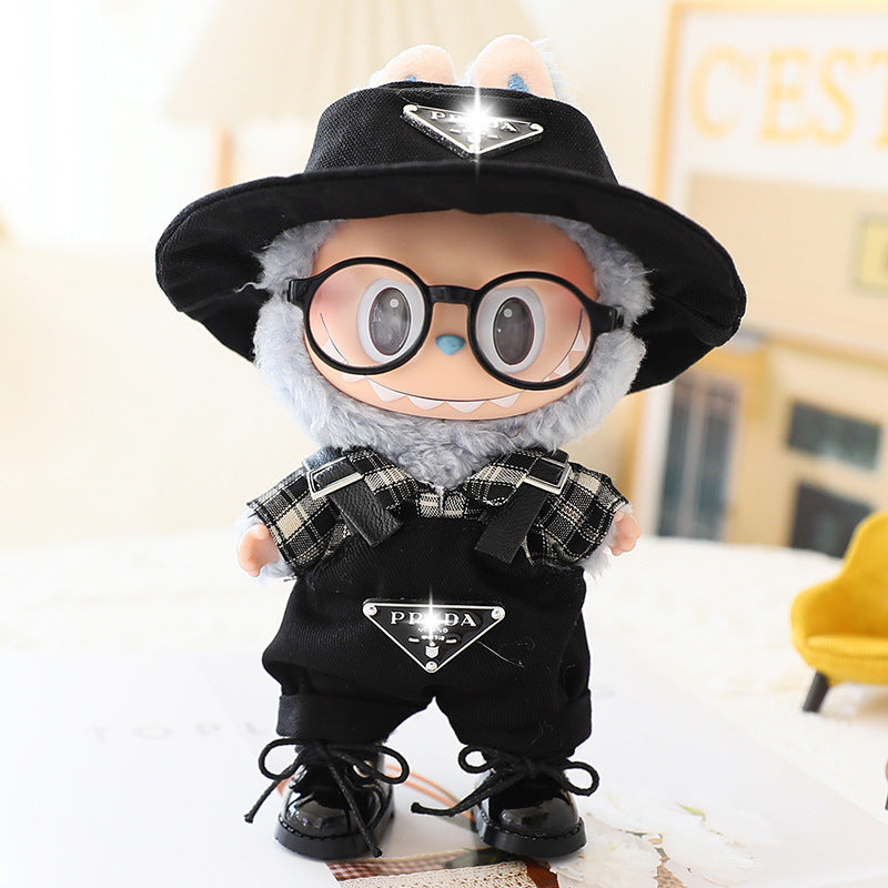 Generation II 17cm Labubu Labubu Doll Vinyl Blind Box Pendant Sitting Party Fashion suit Hat Shoes