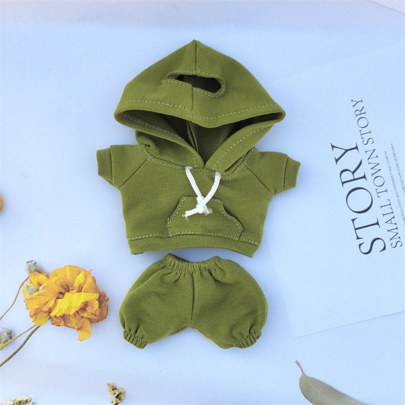 17cm Vinyl Macaron Plush Keychain Labubu Pendant Labubu Doll Wear suit for Sweatshirt Pants